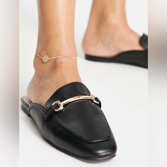 London Rebel wide fit snaffle mule loafers in black. US 10 UK 8. NEW NEVER WORN - Picture 3 of 9